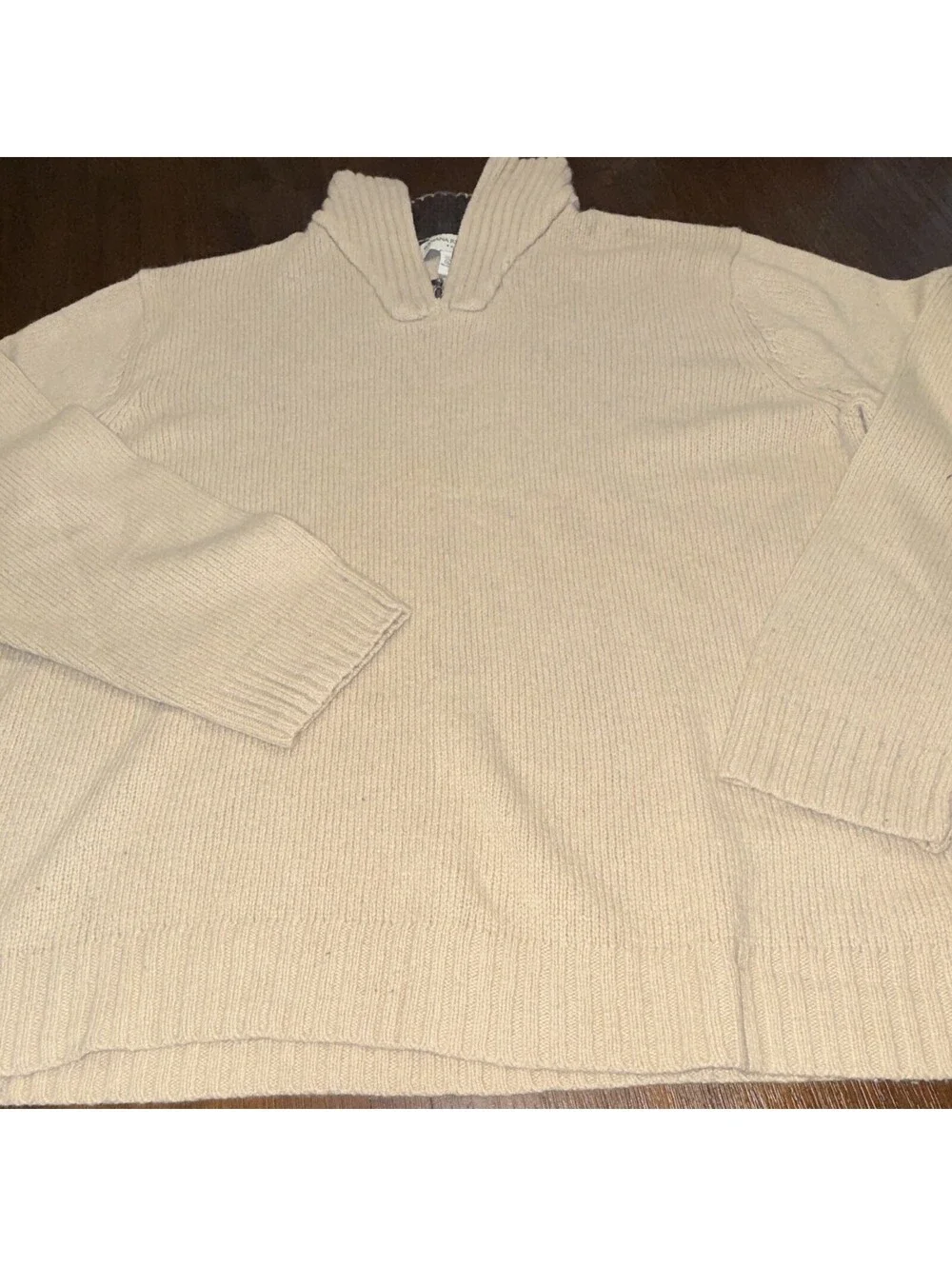 Banana Republic Men's XXL Beige Wool Blend 1/4 Zip Mock Neck Knit Sweater